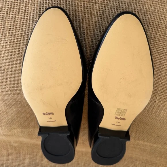 Coach Black Leather Flats with Gold Accents, Never worn, size 10 - Picture 2 of 5